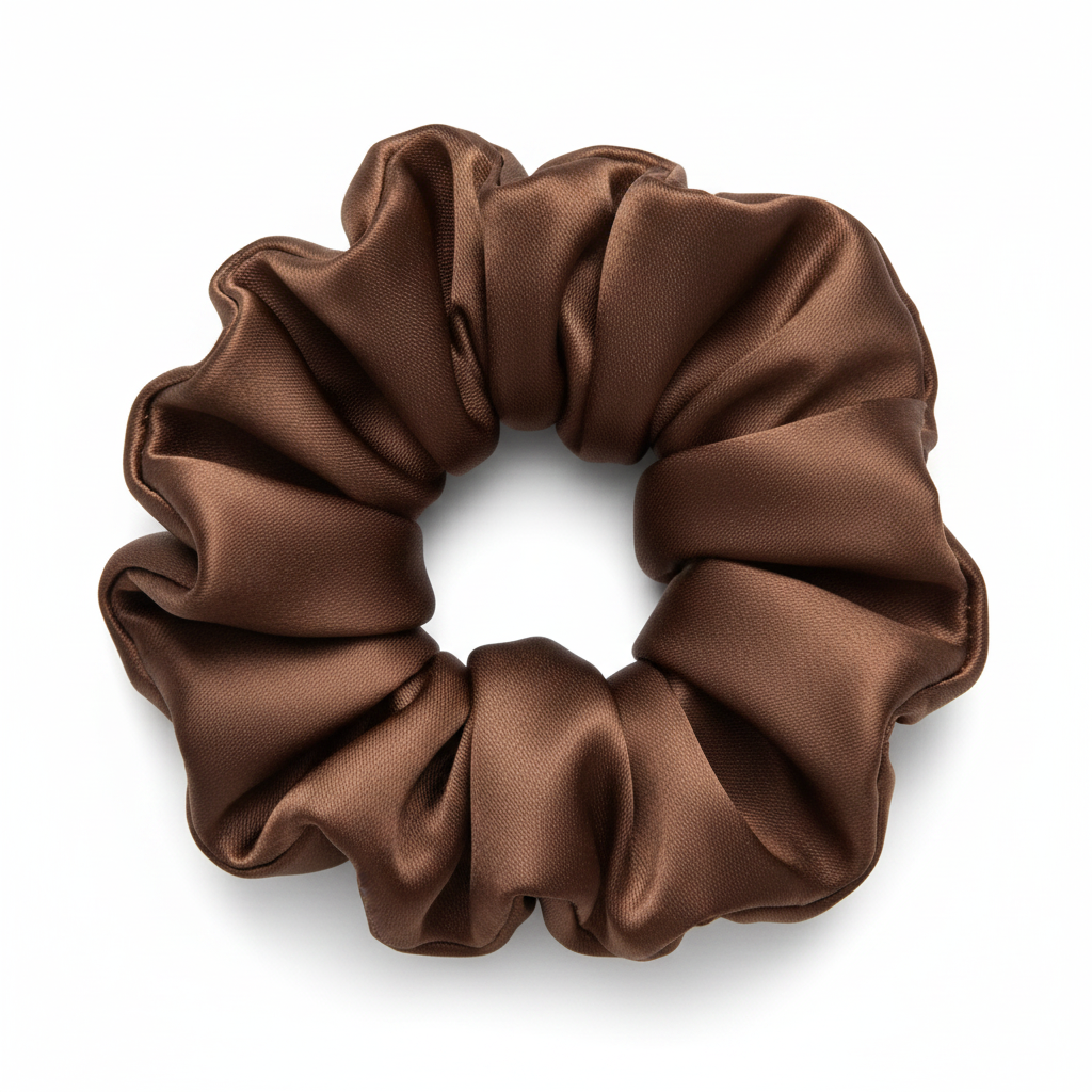 Scrunchie de Satín Café - Marrón