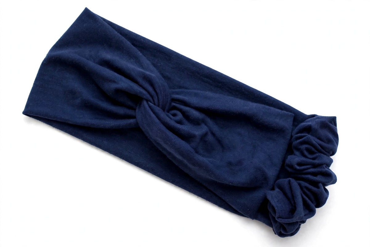 Diadema Azul Marino Nudo Torcido | Tela Suave Ancha