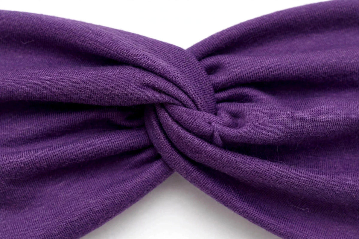 Diadema Morado Nudo Torcido | Tela Suave Ancha