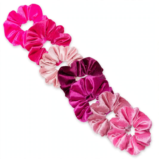 Set 7 Scrunchies Satín - Rosa Barbie Hot Pink
