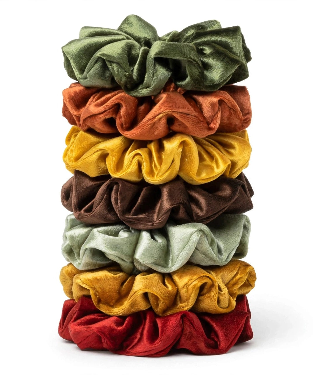 Set 7 Scrunchies XXL - Verde Tierra Otoñal