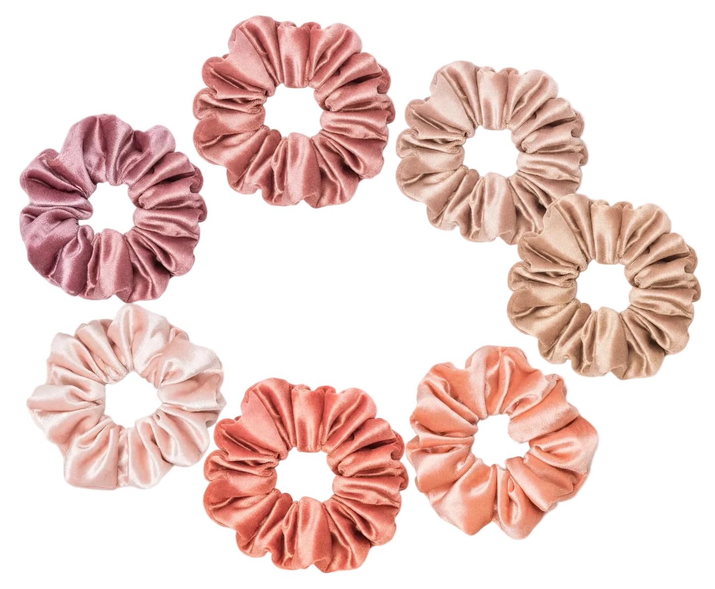 Set 7 Scrunchies Satín - XXL Blush Nude