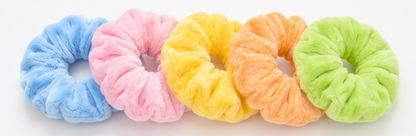 Set 5 Scrunchies de Peluche Suave | Felpa Teddy | Colores Pastel