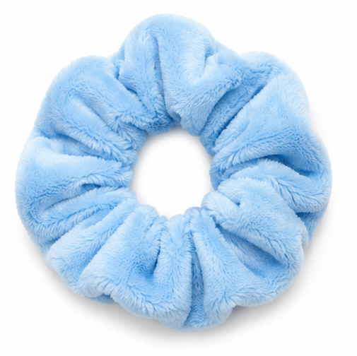 Scrunchie de Peluche Azul Cielo Pastel - Felpa Teddy Baby Blue