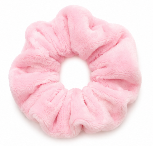 Scrunchie de Peluche Rosa Pastel - Rosa Coquette Felpa Suave