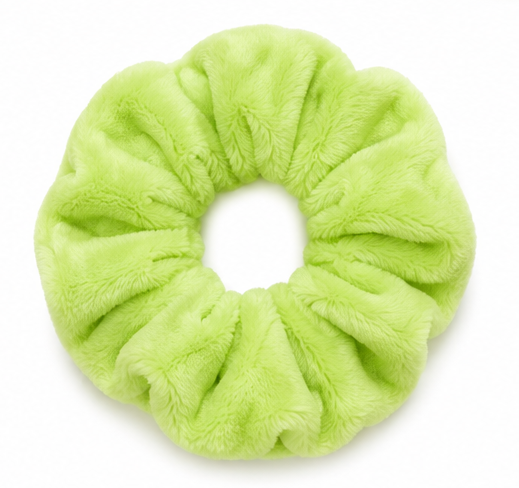 Scrunchie de Peluche Verde Lima Pastel - Verde Manzana Teddy