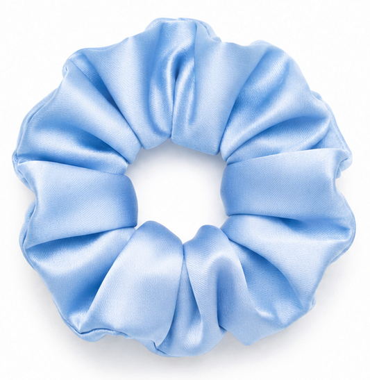 Scrunchie de Satín Azul Cielo - Azul Pastel