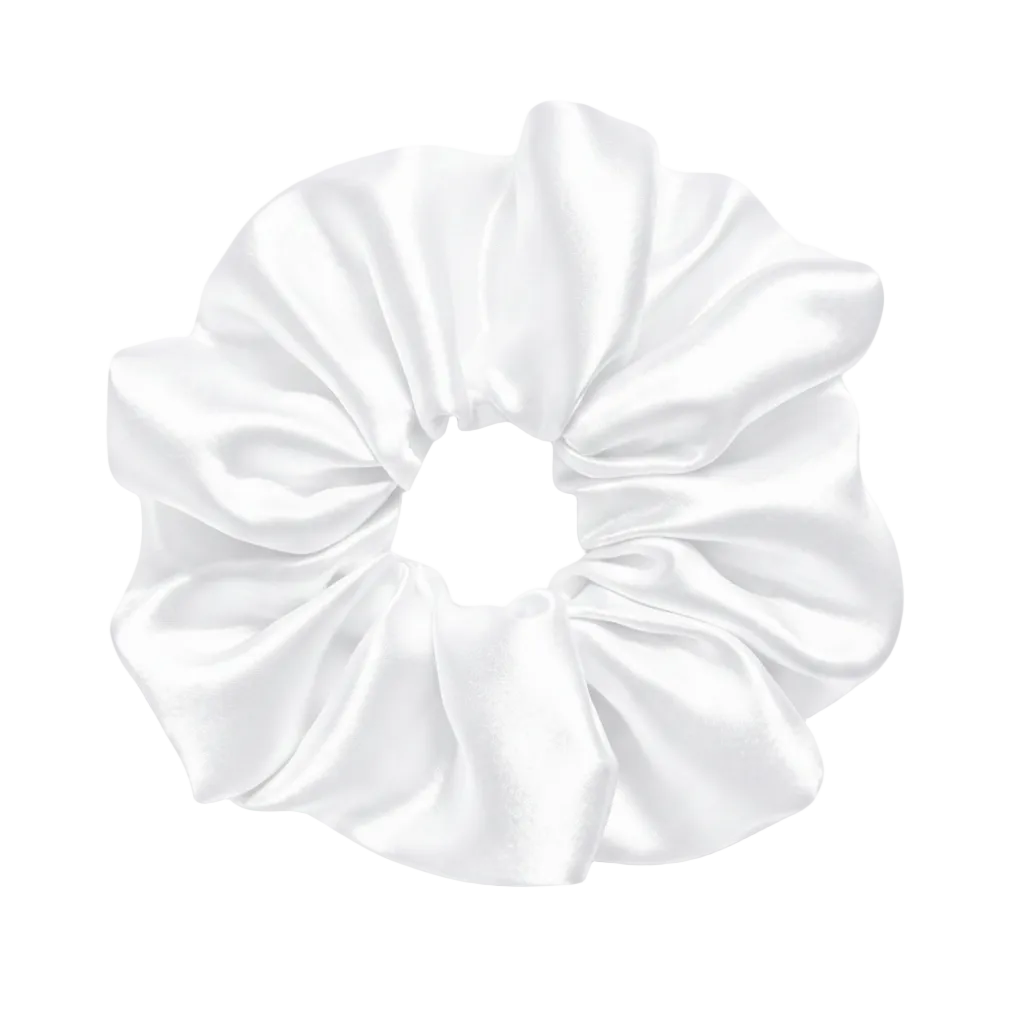 Scrunchie de Satín Blanco - Satinado Brilloso