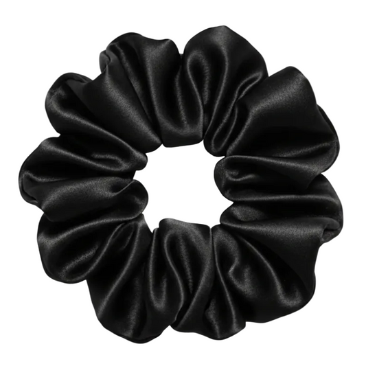 Scrunchie de Satín Negro - Anti-Frizz