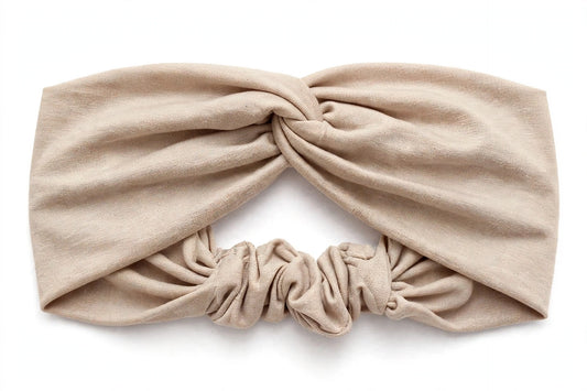 Diadema Beige Nudo Torcido | Tela Suave Ancha