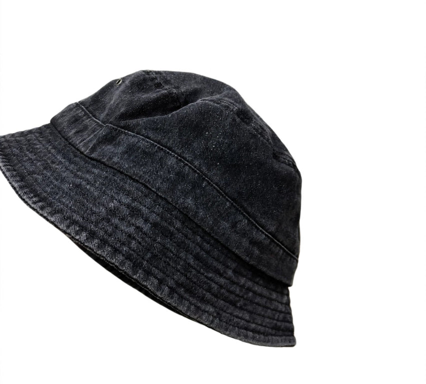 Bucket Hat Denim Black Wash Negro Deslavado | Sombrero Pescador Negro Vintage