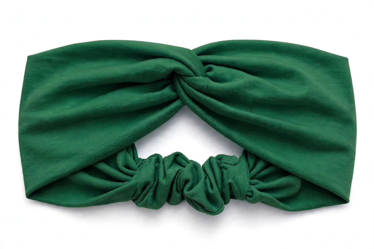 Diadema Verde Nudo Torcido | Tela Suave Ancha