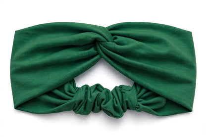 Diadema Verde Nudo Torcido | Tela Suave Ancha