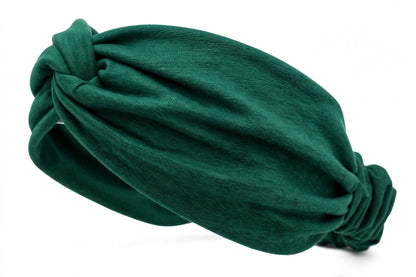 Diadema Verde Nudo Torcido | Tela Suave Ancha