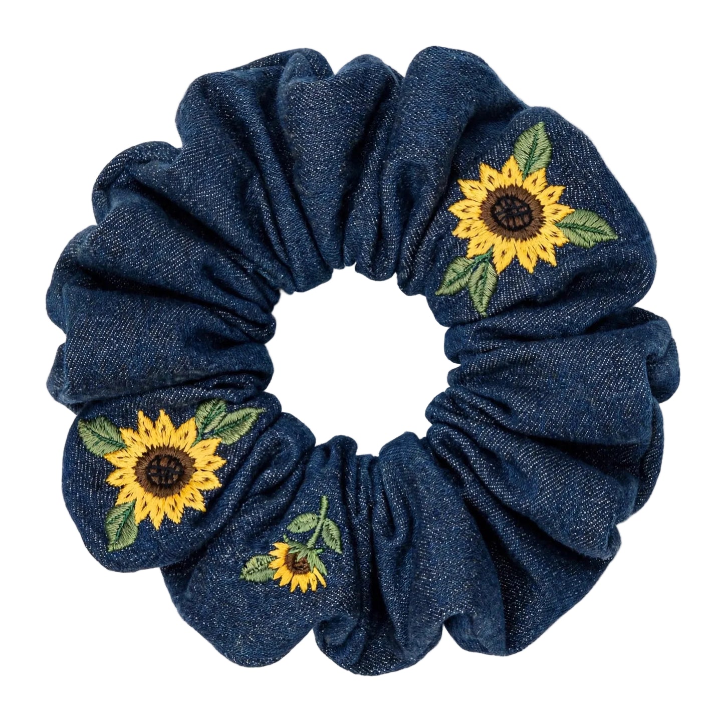 Scrunchie Mezclilla Azul Oscuro Girasol - Sunflower Premium