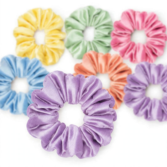 Set 7 Scrunchies Satín - XXL Pastel Candy Pop