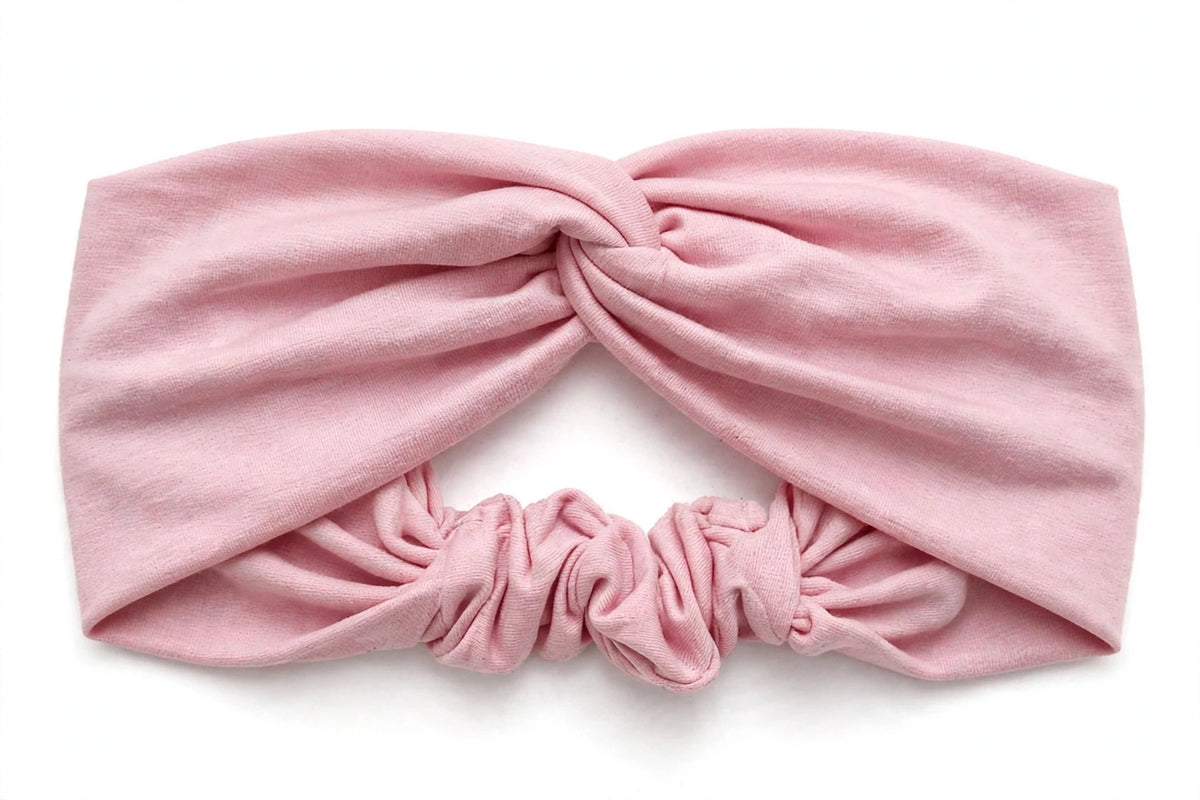 Diadema Rosa Claro Nudo Torcido | Tela Suave Ancha