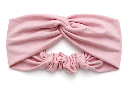 Diadema Rosa Claro Nudo Torcido | Tela Suave Ancha