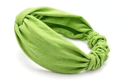 Diadema Verde Pistache Nudo Torcido | Tela Suave Ancha