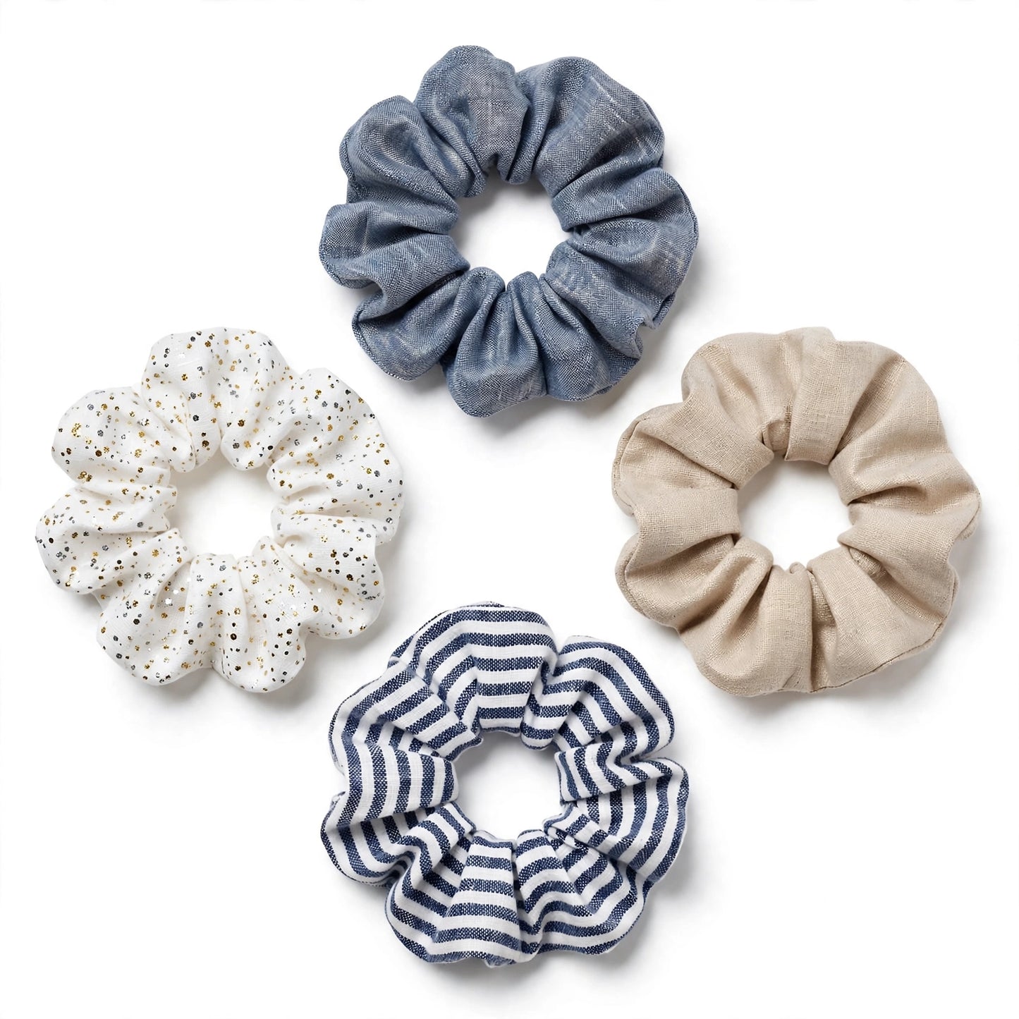 Set de 4 Scrunchies de Lino - Colección Lino Natural | Hechos a Mano