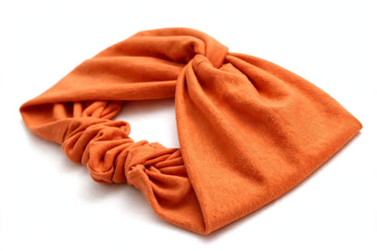 Diadema Naranja Nudo Torcido | Tela Suave Ancha