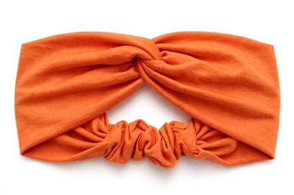 Diadema Naranja Nudo Torcido | Tela Suave Ancha