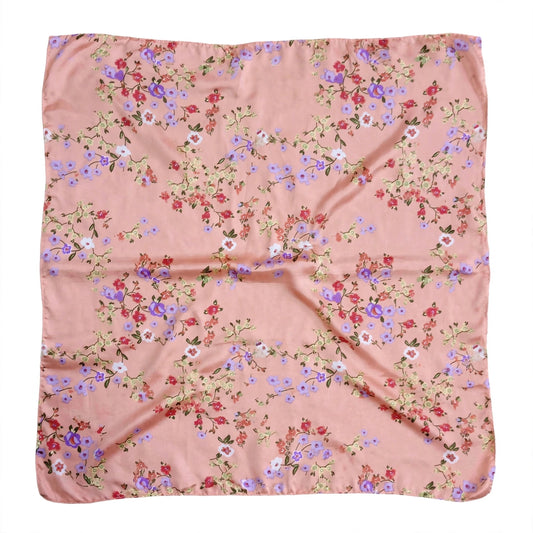 Paliacate Mascada Peach Flores Lila 70x70 - Satinado 3 en 1