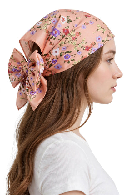 Paliacate Mascada Peach Flores Lila 70x70 - Satinado 3 en 1