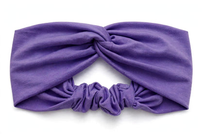 Diadema Morado Nudo Torcido | Tela Suave Ancha