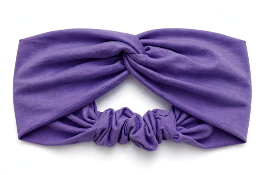 Diadema Morado Nudo Torcido | Tela Suave Ancha