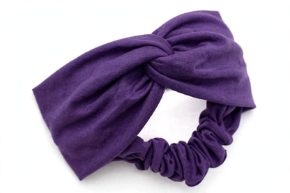 Diadema Morado Nudo Torcido | Tela Suave Ancha