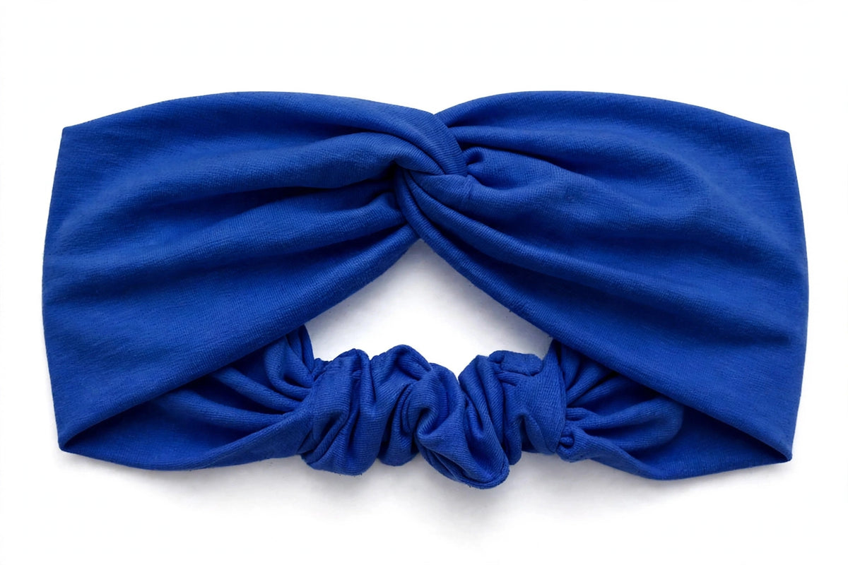 Diadema Azul Rey Nudo Torcido | Tela Suave Ancha