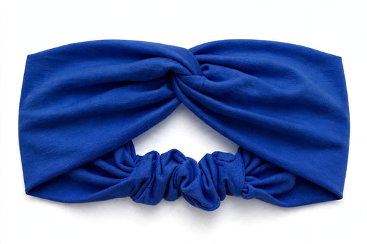 Diadema Azul Rey Nudo Torcido | Tela Suave Ancha
