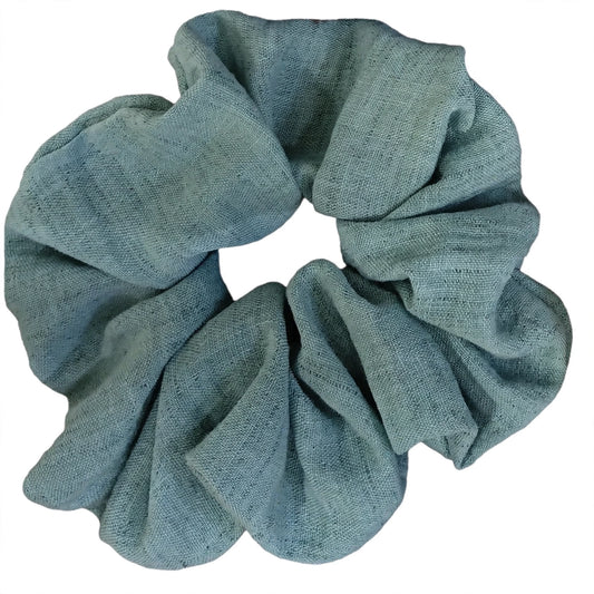 Scrunchie Lino Verde Salvia | Coletero Lino Natural Hecho a Mano