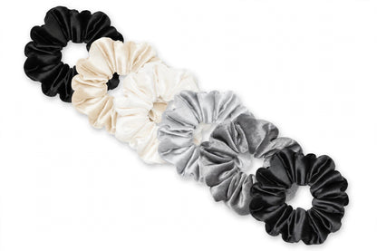 Set 7 Scrunchies Satín - XXL Monochrome Chic
