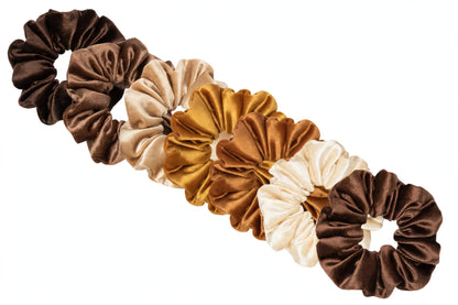 Set 7 Scrunchies Satín - Cafe Mocha
