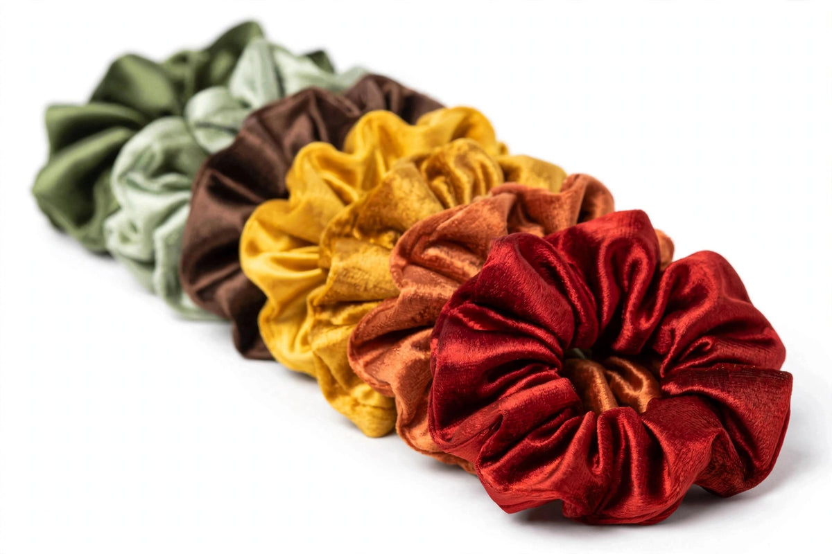 Set 7 Scrunchies XXL - Verde Tierra Otoñal