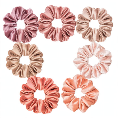 Set 7 Scrunchies Satín - XXL Blush Nude