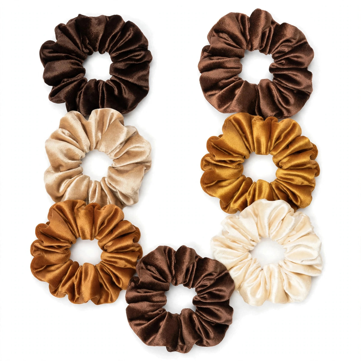 Set 7 Scrunchies Satín - Cafe Mocha