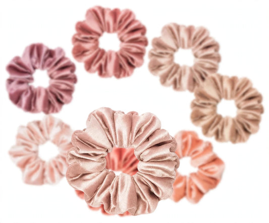 Set 7 Scrunchies Satín - XXL Blush Nude