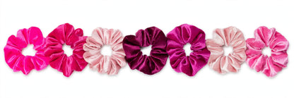 Set 7 Scrunchies Satín - Rosa Barbie Hot Pink
