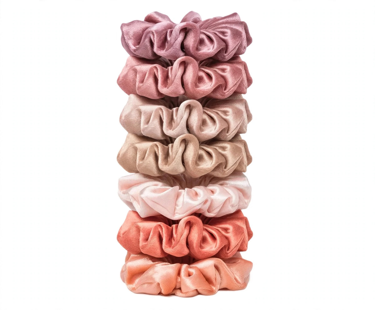 Set 7 Scrunchies Satín - XXL Blush Nude