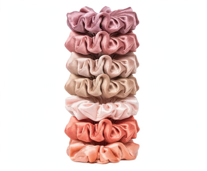 Set 7 Scrunchies Satín - XXL Blush Nude