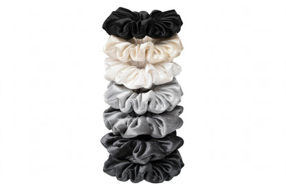 Set 7 Scrunchies Satín - XXL Monochrome Chic