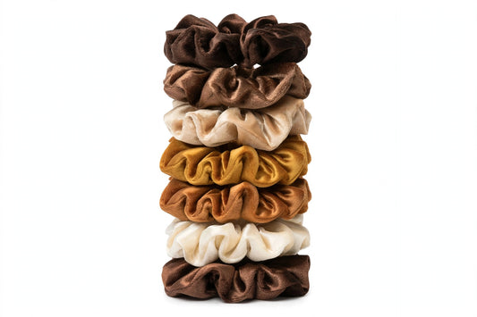 Set 7 Scrunchies Satín - Cafe Mocha