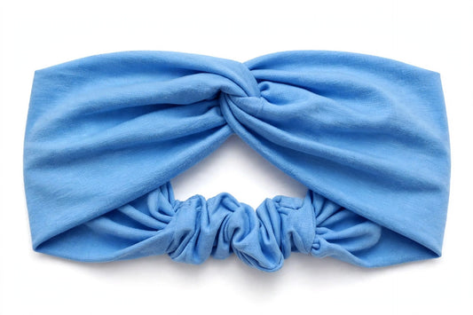 Diadema Azul Cielo Nudo Torcido | Tela Suave Ancha