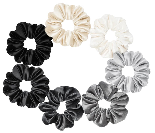 Set 7 Scrunchies Satín - XXL Monochrome Chic