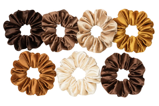Set 7 Scrunchies Satín - Cafe Mocha