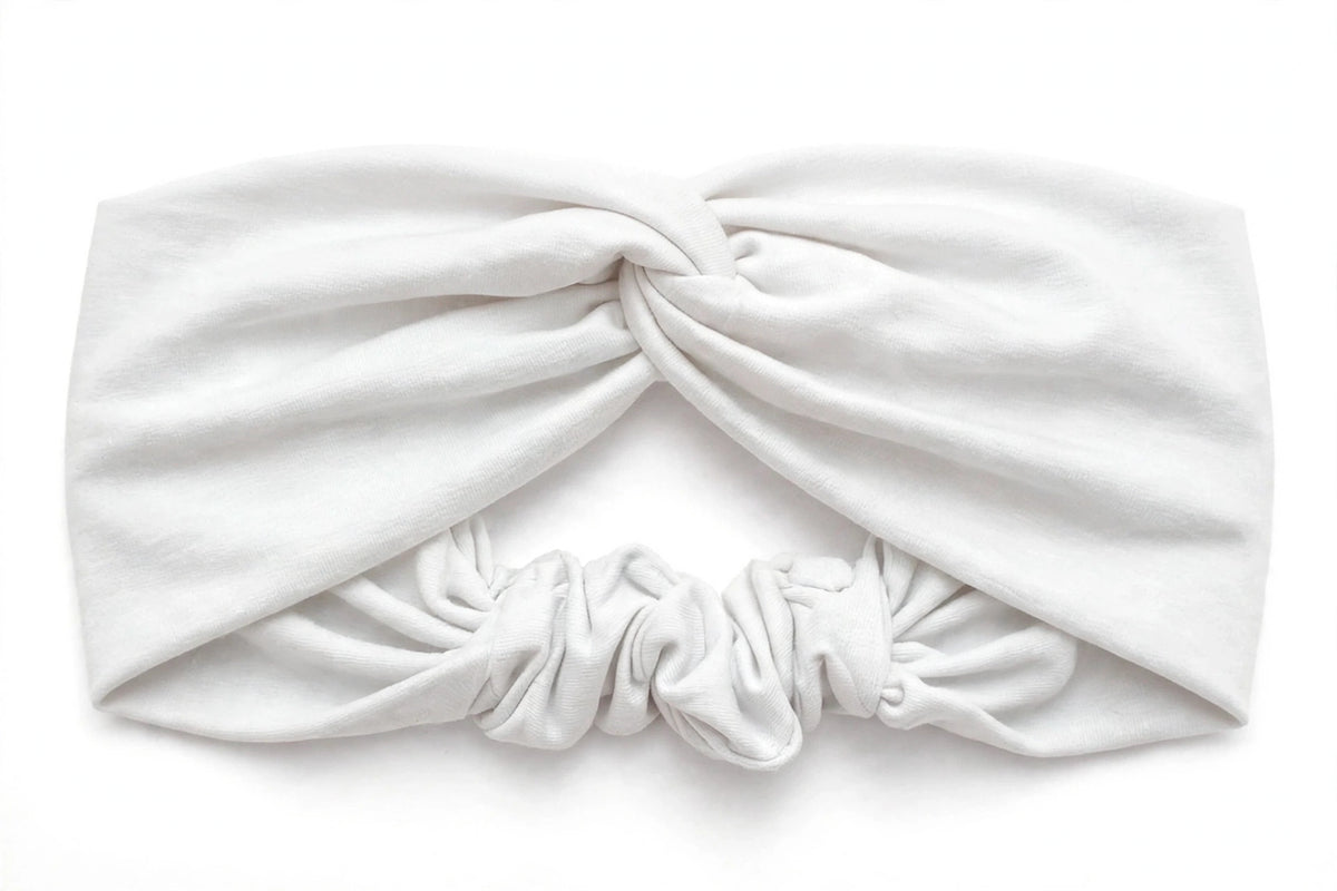 Diadema Blanco Nudo Torcido | Tela Suave Ancha