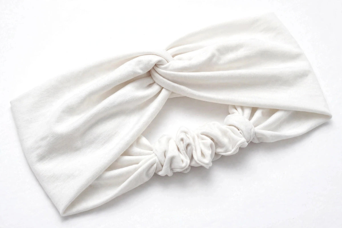 Diadema Blanco Nudo Torcido | Tela Suave Ancha